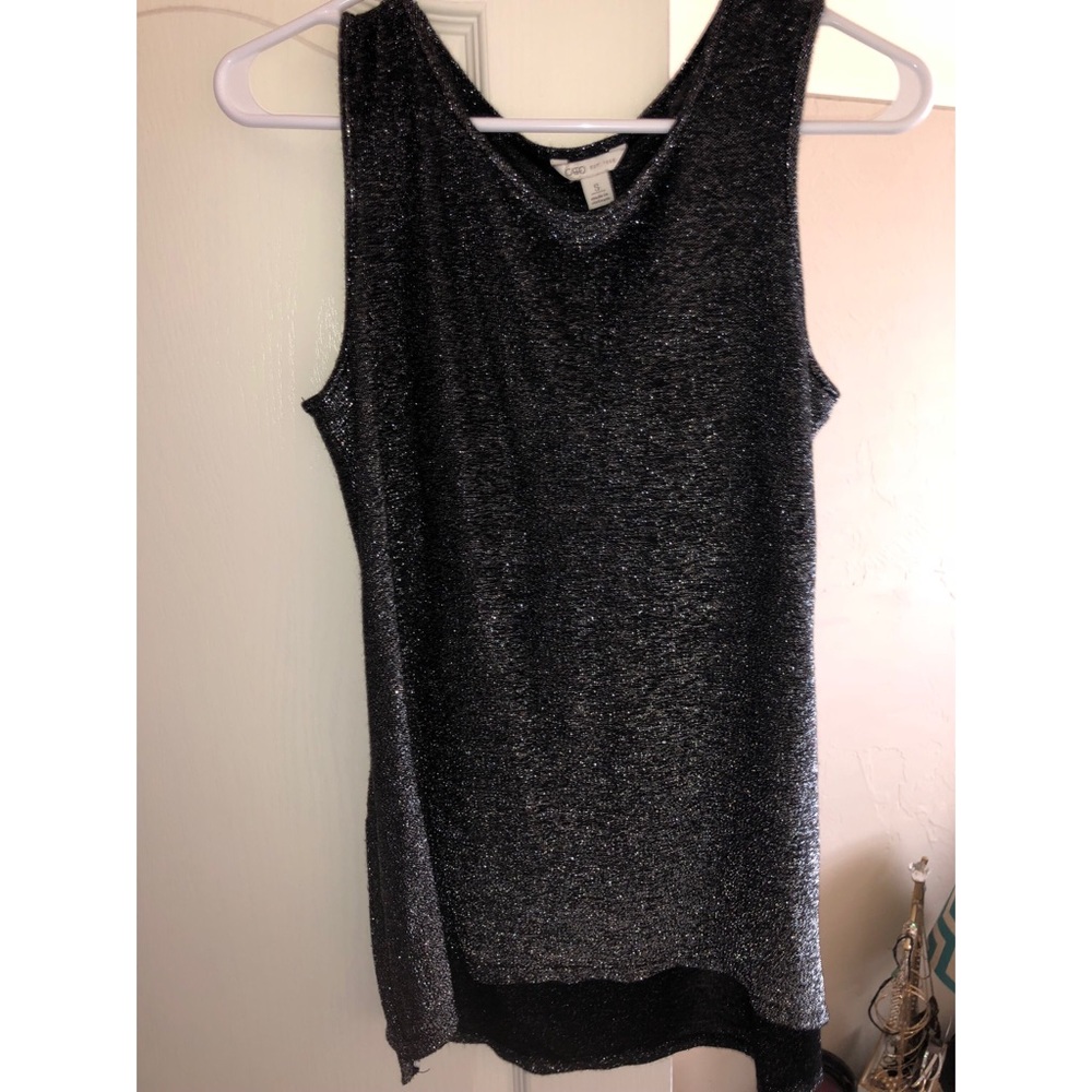 Metallic Grey & Black Top